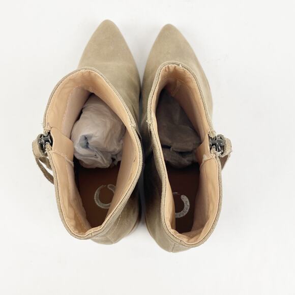 Journee Womens Ankle Boots Size 10 Tan Faux Leather Pointed Toe Zip NWOT - Picture 7 of 11